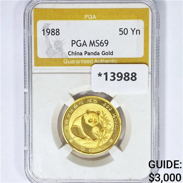 1988 50 Yn 1/2 oz China Gold Panda PGA MS69