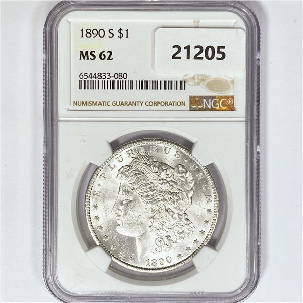 1890-S Morgan Silver Dollar NGC MS62