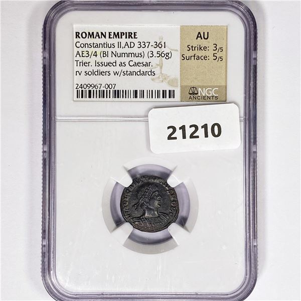 AD 337-361 Roman AE3/4 (BI Nummus) NGC AU