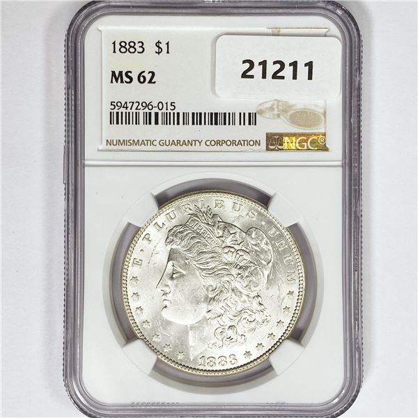 1883 Morgan Silver Dollar NGC MS62