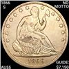 1866-S NO MOTTO Seated Liberty Half CHOICE AU