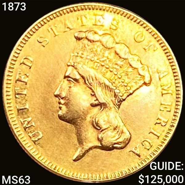 1873 $3 Gold Piece CHOICE BU