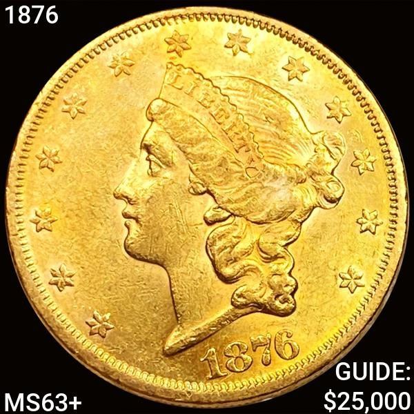 1876 $20 Gold Double Eagle CHOICE BU +