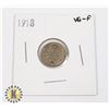 Image 1 : 1918 CANADA 5CENT VG-F(VG-10)CONTAINS 92.5% SILVER