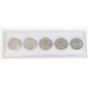 Image 1 : FIVE OLD AND WORN CANADIAN 25CENT PIECES OF