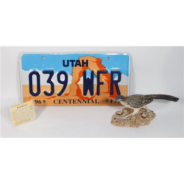 UTAH MEMORABILIA LICENSE PLATE WITH ROAD