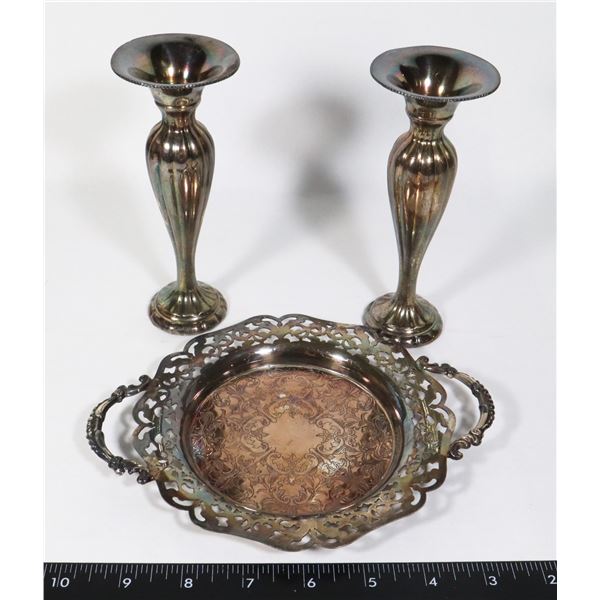 ANTIQUE SILVER PLATED CANDLE STICK HOLDERS