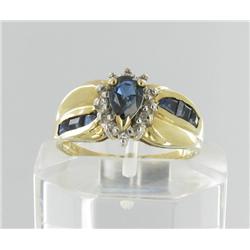 1.2ct Ceylon Blue Sapphire & Diamond 10k Gold Ladies Ring (JEW-1497) (JEW-1497)