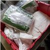 Image 2 : TOTE OF COVERALLS, FOR HUBCAPS AND 2 METAL JUGS