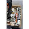 Image 8 : ELECTRIC DRAIN SNAKE, HOSE, ELECTRICAL HARDWARE AND CRATE OF HARDWARE