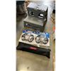 Image 1 : TRIPOD, FOLDING STEP STOOL AND SHOE ICE GRIPPERS