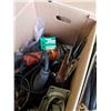 Image 8 : 2 BOXES OF POWER TOOLS, SHOP FLUIDS, HUSQVARNA ELECTRIC CHAINSAW