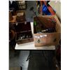Image 1 : BOX OF CANDLE STANDS, DECORATIONS, DECORATIVE TRUNK WITH JEWELRY, CONTENTS