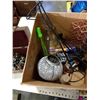 Image 2 : BOX OF CANDLE STANDS, DECORATIONS, DECORATIVE TRUNK WITH JEWELRY, CONTENTS