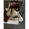 Image 2 : BOX AND TRAY OF COLLECTIBLES, FIGURES, VINTAGE WALLPAPER