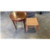 Image 1 : WOOD ENDTABLE AND WOVEN STOOL
