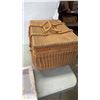 Image 2 : WICKER PICNIC BASKET, STITCHED ART, SERVING TRAY AND VINTAGE WASHBOARD