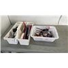 Image 1 : BIN AND TRAY OF NAIL POLISH, TATTOO GUN PARTS AND MORE