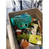 Image 2 : TOTE OF NEW ITEMS - PENCILS, CALCULATORS, HIGHLIGHTERS, BATTERIES,NEW STORAGE CONTAINER SET