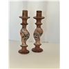 Image 1 : 2 Clay Candle Sticks - African Motifs Twisted Base