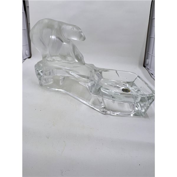 Bohemian Glass Polar Bear Ashtray