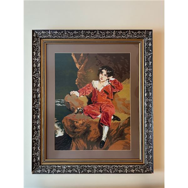 The Red Boy - Silk Cross Stitch Framed