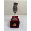 Image 1 : Engraved Silver Wine Glass in Red Velvet Hinged Case