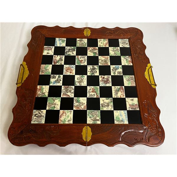 Chess Board with Carved Jade Pieces