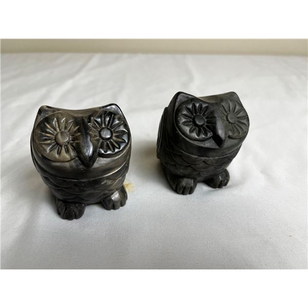 Carved Soapstone Owls