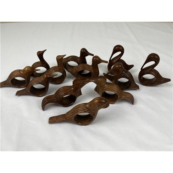 Carved Wooden Bird Napkin Rings