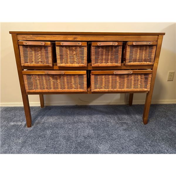 Wood and Wicker 6 Drawer Storage Chest