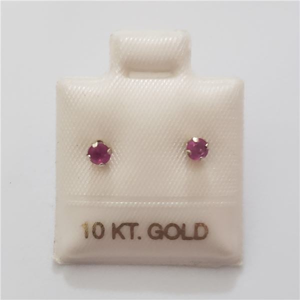 10K WHITE GOLD RUBY 3MM EARRINGS