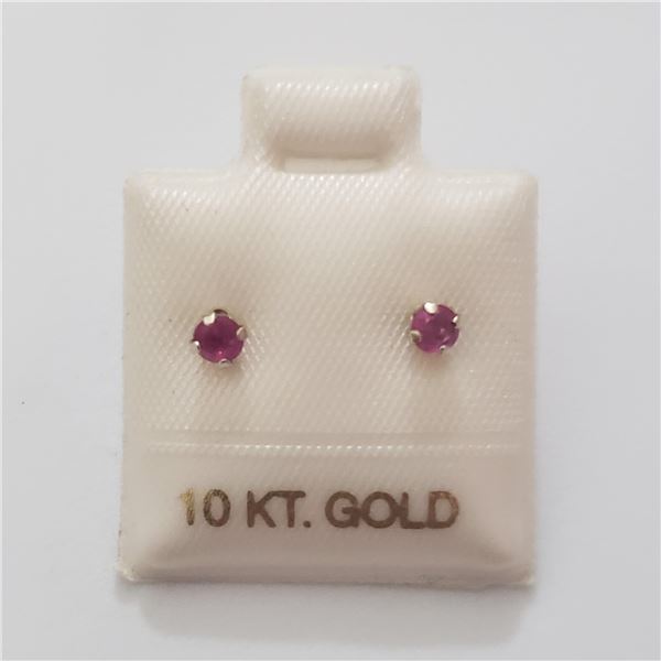 14K YELLOW GOLD RUBY EARRINGS, MADE IN CANADA