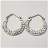 Image 1 : 10K YELLOW GOLD CRYSTAL HOOP EARRINGS