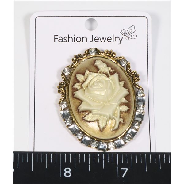 NEW ANTIQUE STYLE OVAL FRAME RHINESTONE FLOWER