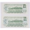 Image 2 : TWO GOOD CONDITION 1973 CANADIAN ONE DOLLAR NOTES