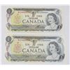 Image 1 : TWO GOOD CONDITION 1973 CANADIAN ONE DOLLAR NOTES