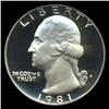 Image 1 : 1981S Washington 25c Proof Quarter Coin Graded PCGS PR69 DCAM (COI-5388)