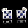 Image 1 : 18K Gold 0.83ctw Sapphire & 0.53ctw Diamond Earrin