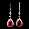 Image 1 : 18K Gold 10.22ct Rubellite & 2.20ctw Diamond Earri