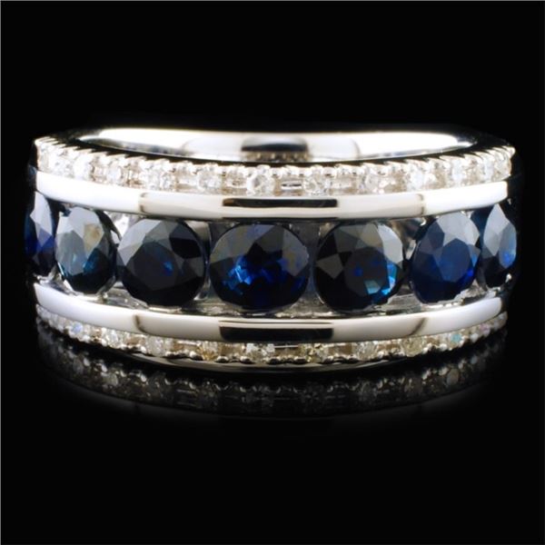 14K White Gold 2.02ct Sapphire & 0.13ctw Diamond R