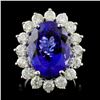 Image 1 : 14K W Gold 12.16ct Tanzanite & 3.05ct Diamond Ring