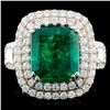 Image 1 : 18K Gold 6.09ct Emerald & 1.87ctw Diamond Ring