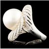 Image 4 : 18K Gold 15.00MM Pearl & 1.41ctw Diamond Ring