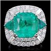 18K Gold 12.21ct Emerald & 2.58ct Diamond Ring