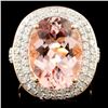 Image 1 : 14K Gold 7.66ct Morganite & 1.11ctw Diamond Ring