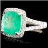 Image 2 : 18K Gold 3.45ct Emerald & 0.54ctw Diamond Ring