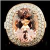 Image 1 : 14K Gold 7.66ct Morganite & 1.11ctw Diamond Ring