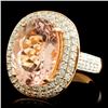 Image 2 : 14K Gold 7.66ct Morganite & 1.11ctw Diamond Ring