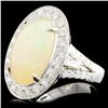 Image 2 : 14K Gold 4.70ct Opal & 1.31ctw Diamond Ring